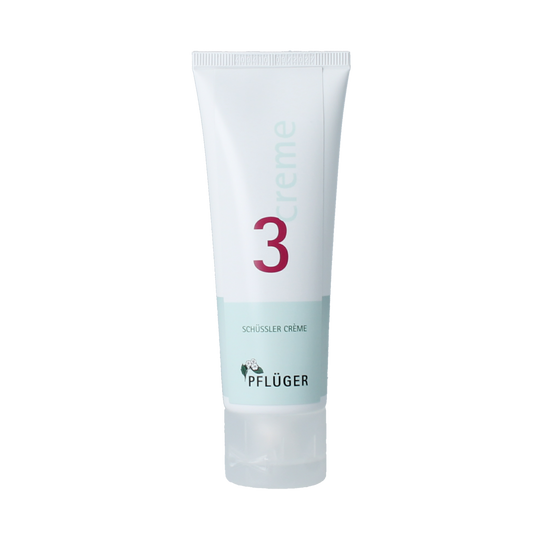 Pflüger Schussler Creme Nr. 3 body care cream in a 75ml tube, with the product packaging visible.