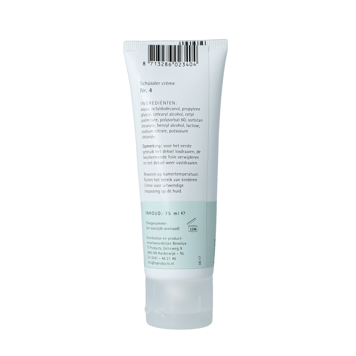 Pflüger Schussler creme Nr. 4 body care jar with white lid and label showing product details and branding.