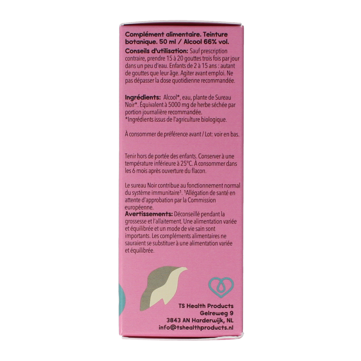 Cruydhof organic black elderberry (Sambucus nigra) essential oil in a 50ml bottle, natural herbal extract for wellness.