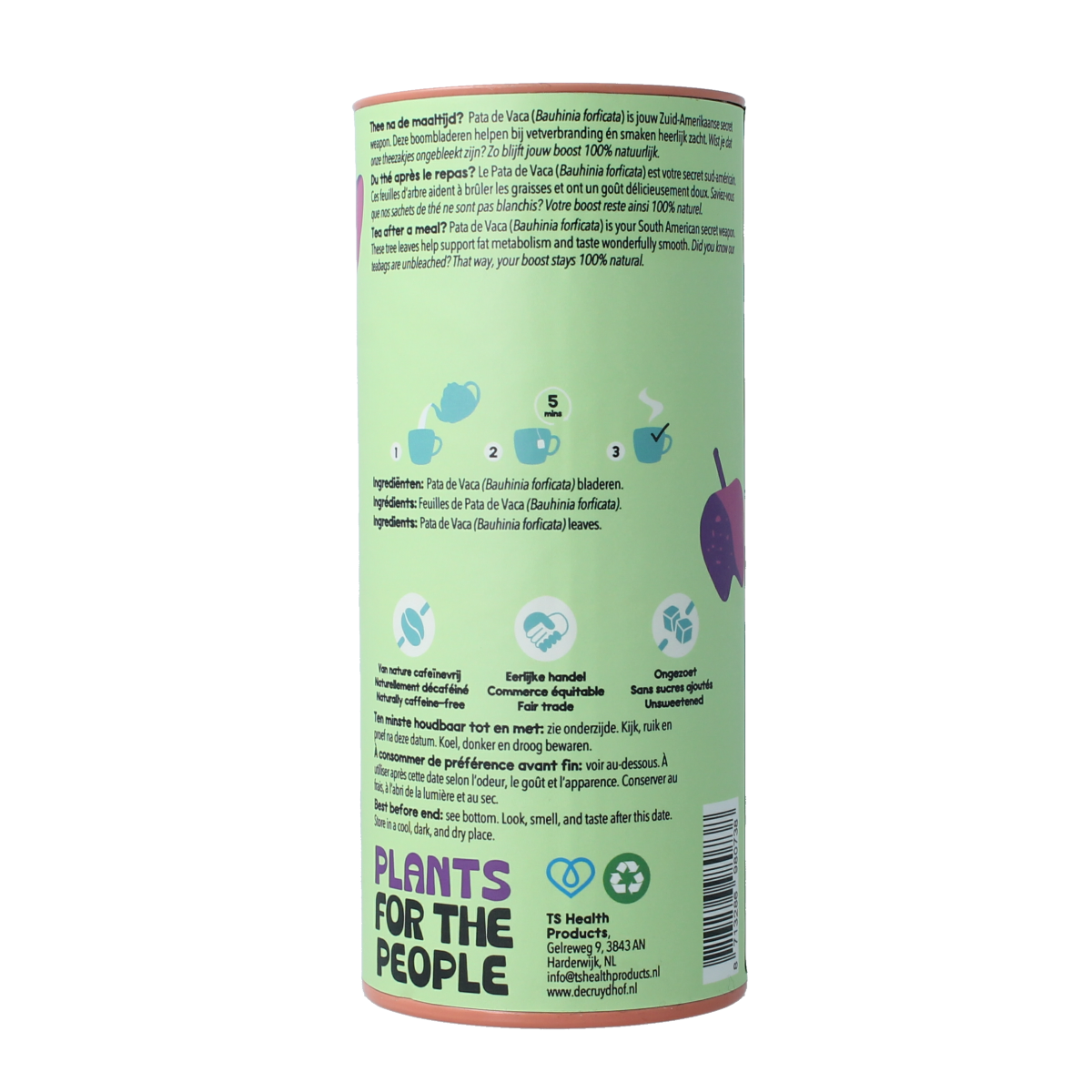 Cruydhof Thee pata de vaca Bauhinia forficata herbal tea in a package of 20 pieces, for brewing and tea preparation.