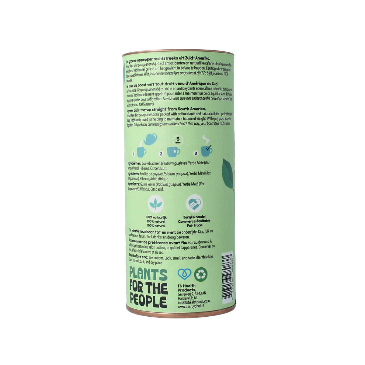 Cruydhof yerba mate and guava leaves tea, 20 pieces, in a resealable package, natural herbal tea for brewing.