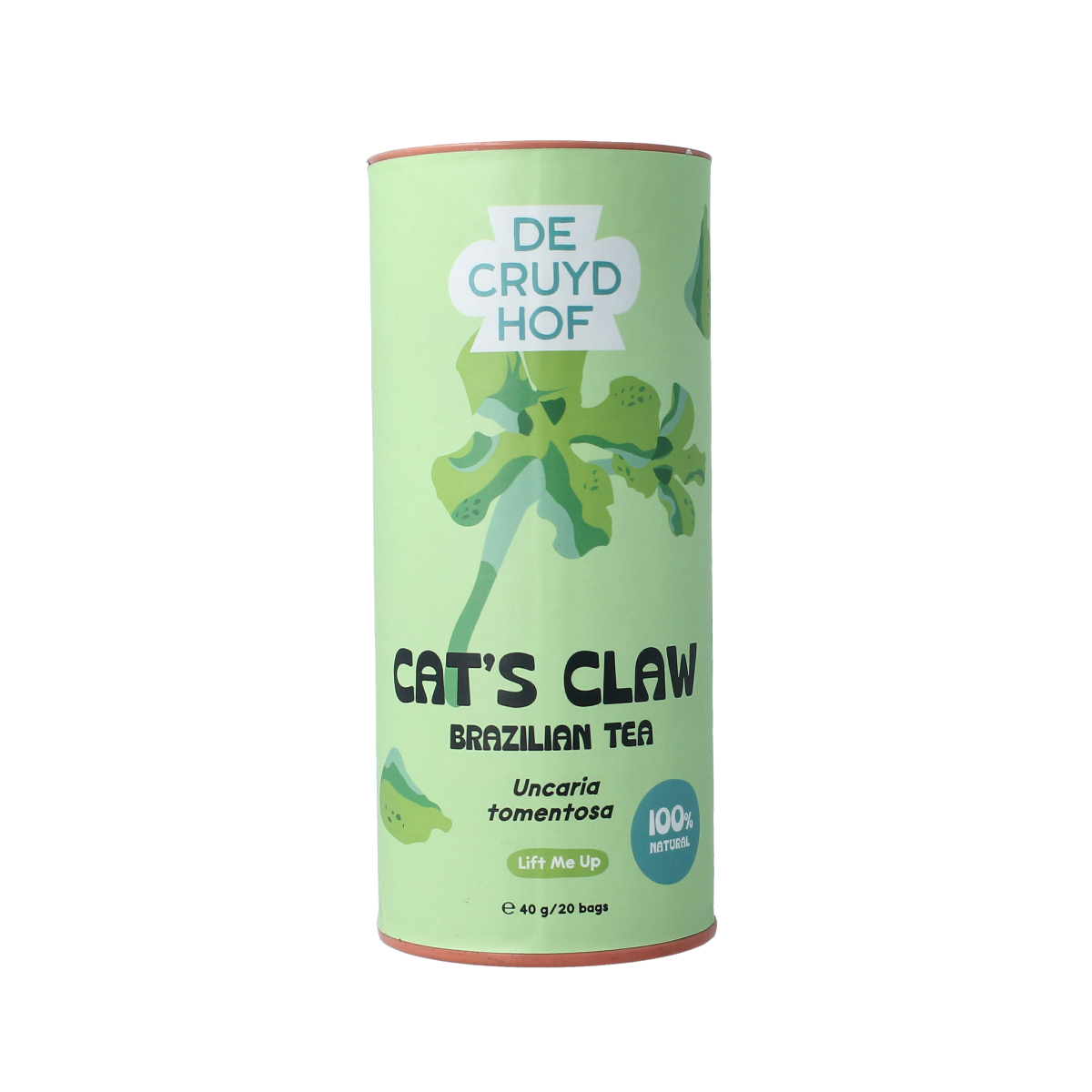 Cruydhof Cats Claw Uncaria Tomentosa tea bags, 20 pieces, herbal tea product in packaging with brand label and product details.