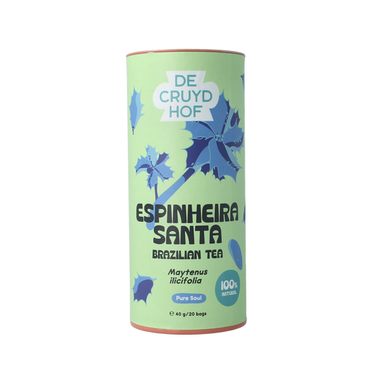Cruydhof espinheira santa tea leaves in a package, 20 pieces, for herbal tea and coffee blends, natural and herbal product.