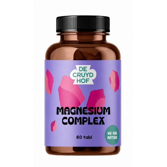 De Cruydhof Magnesium complex supplement in 60 vegetarian capsules, dietary supplement for magnesium support.