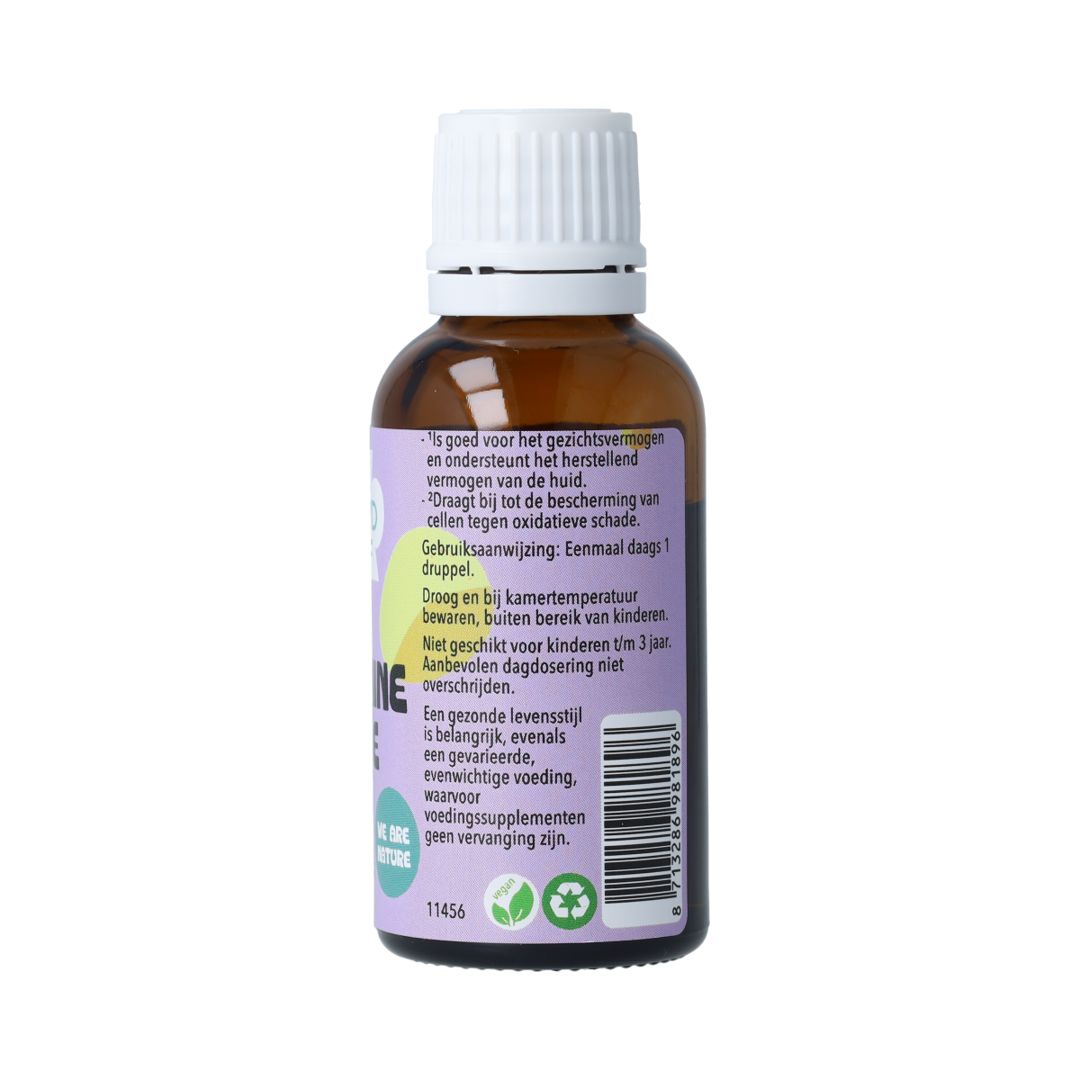 De Cruydhof Vitamin A & E multivitamin bottle, 25ml, with label and dropper cap, natural health supplement.