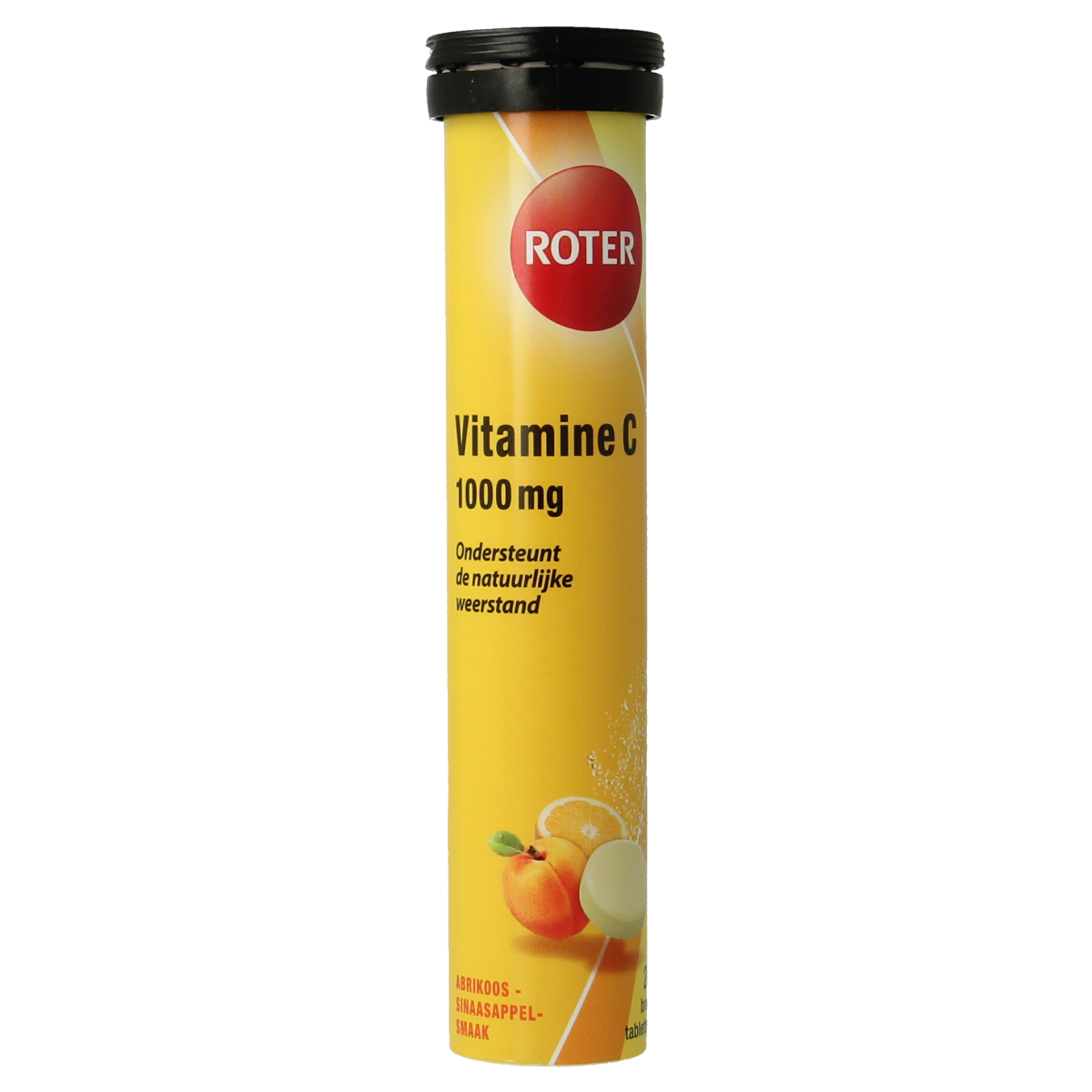 Roter Vitamine Enkel Bruistabletten with Vitamin C, effervescent tablet in a blister pack, close-up of the product packaging