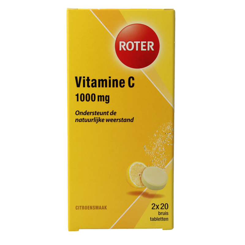 Roter citroen vitamin C effervescent tablets duopack, 40 bright orange chewable vitamin C tablets for immune support