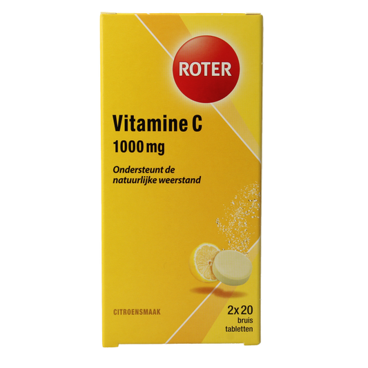 Roter citroen vitamin C effervescent tablets duopack, 40 bright orange chewable vitamin C tablets for immune support