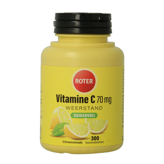Roter Vitamine C 70 mg sugar-free chewable tablets, Vitamin Enkel by Roter, shown in the image.