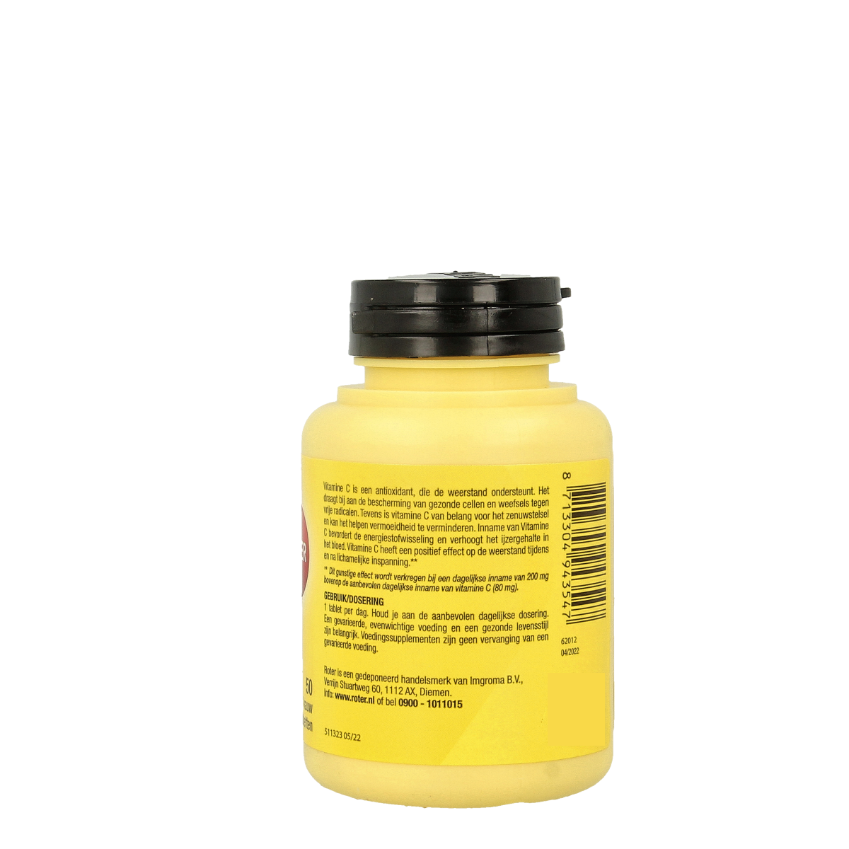 Roter Vitamine C 500mg citroen chewable tablets, natural lemon flavor, vitamin supplement in a blister pack.