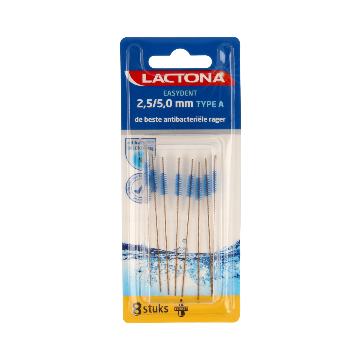 Lactona Easydent A 2.5-5mm tandenstokers zonder houdertje, set van 8 stuks voor mondhygiëne.