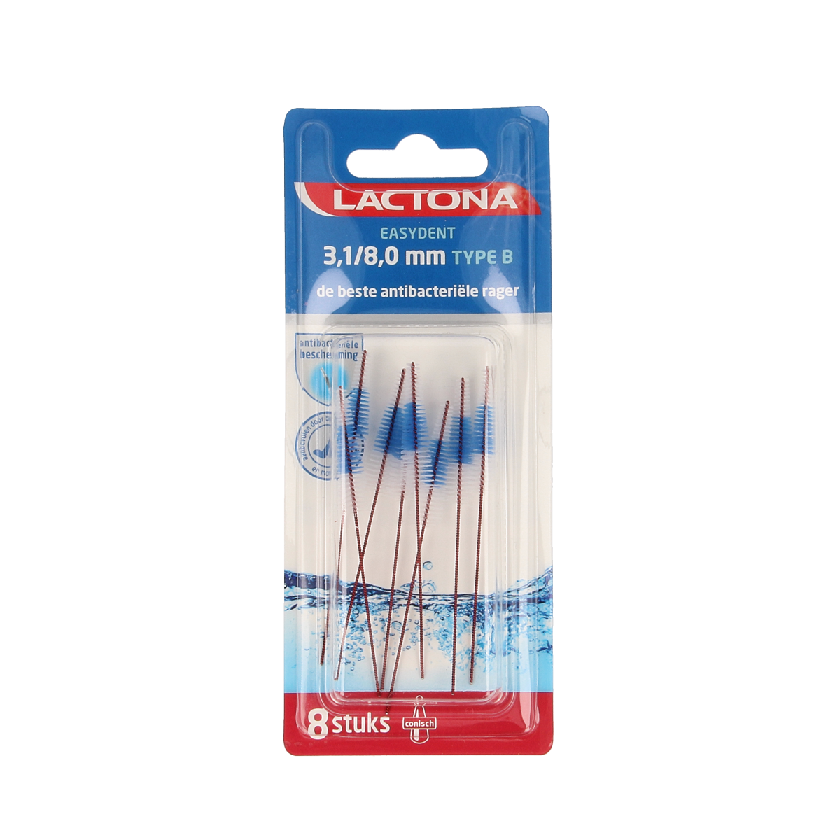 Lactona Easydent B 3.1-8mm tandenstokers zonder houdertje, set van 8 stuks, voor mondhygiëne en tandverzorging