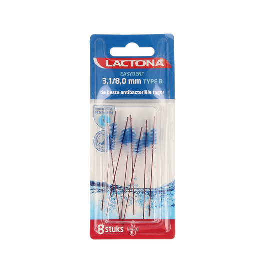Lactona Easydent B 3.1-8mm tandenstokers zonder houdertje, set van 8 stuks, voor mondhygiëne en tandverzorging