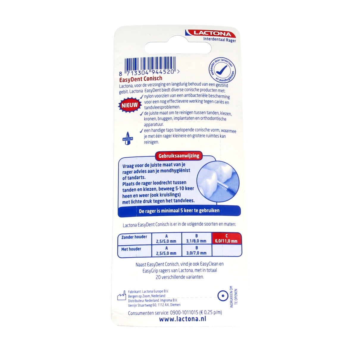 Lactona Easydent C 6-11mm dental toothpicks and interdental cleaners, 8-pack, showing packaging with toothpick sticks.