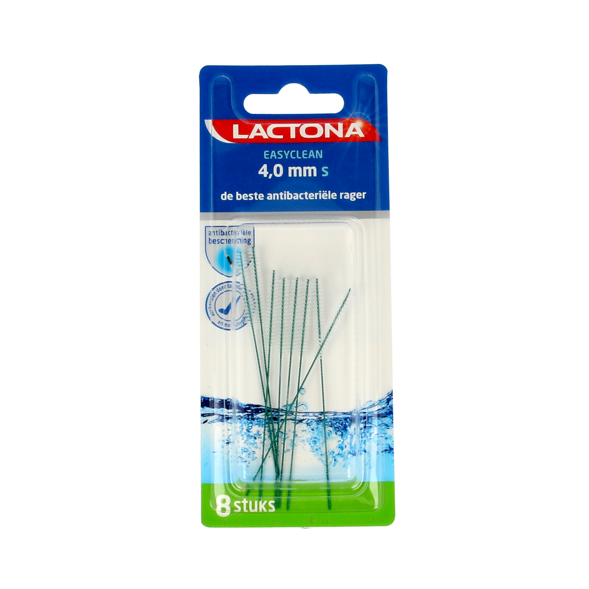 Lactona Easyclean S 4.0mm dental flossers and interdental cleaners, 8-pack, designed for effective oral hygiene.