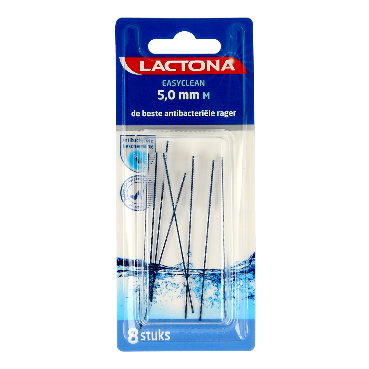 Lactona Easyclean M 5.0mm dental floss picks and interdental cleaners, 8 pieces, for effective oral hygiene and gum care.