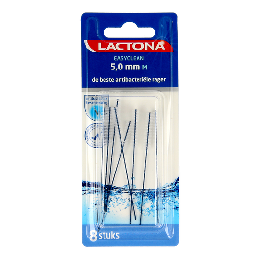 Lactona Easyclean M 5.0mm dental floss picks and interdental cleaners, 8 pieces, for effective oral hygiene and gum care.
