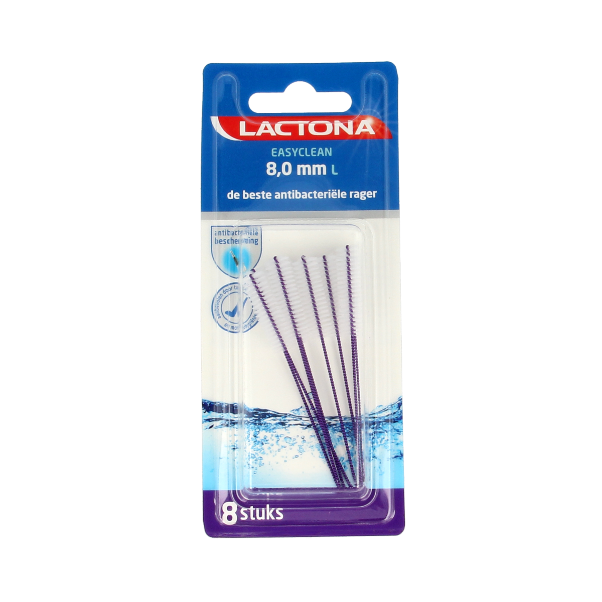 Lactona Easyclean L 8.0mm dental floss picks and interdental cleaners, 8 pieces, designed for effective oral hygiene.