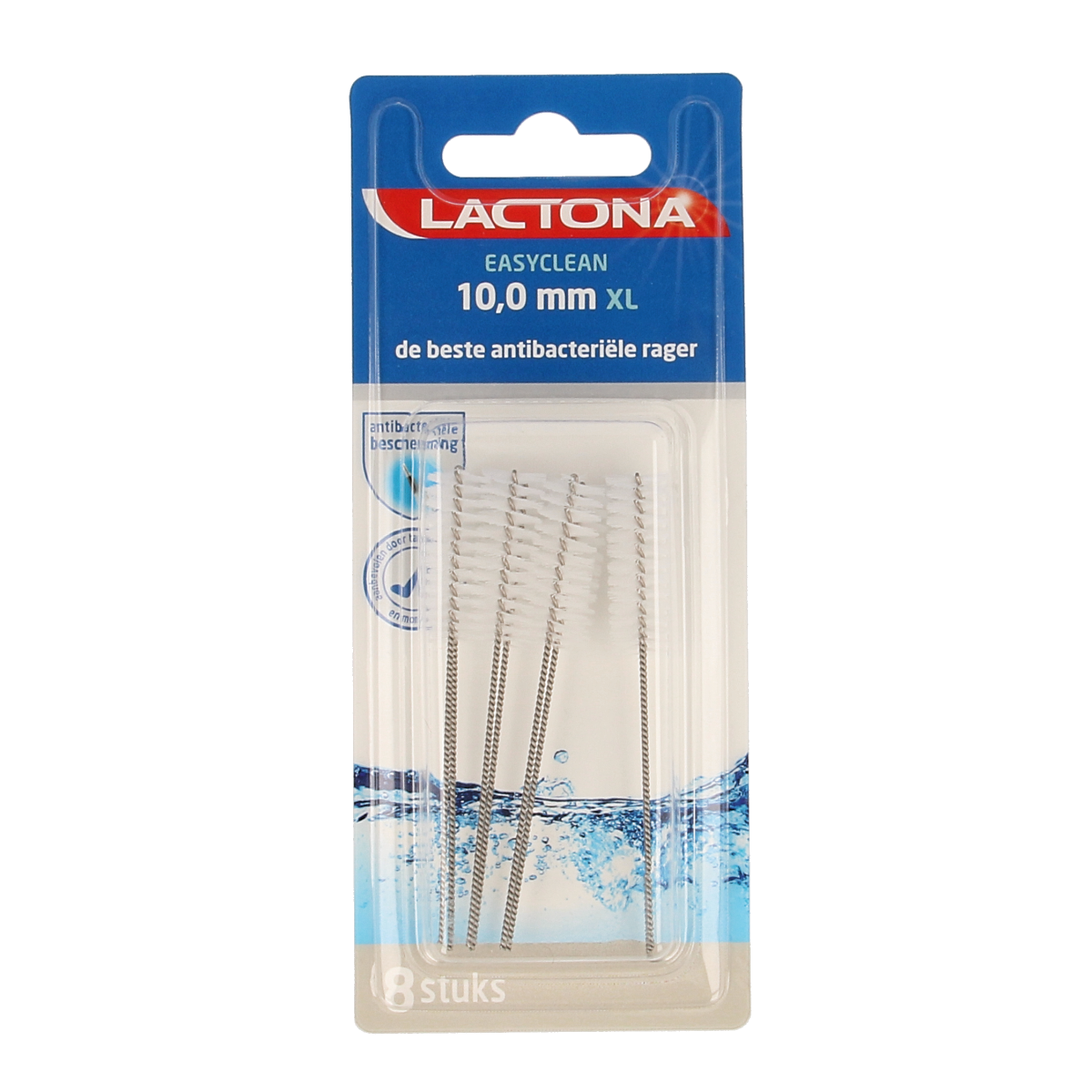 Lactona Easyclean XL 10.0mm dental floss picks and interdental cleaners in a package of 8, designed for effective oral hygiene.