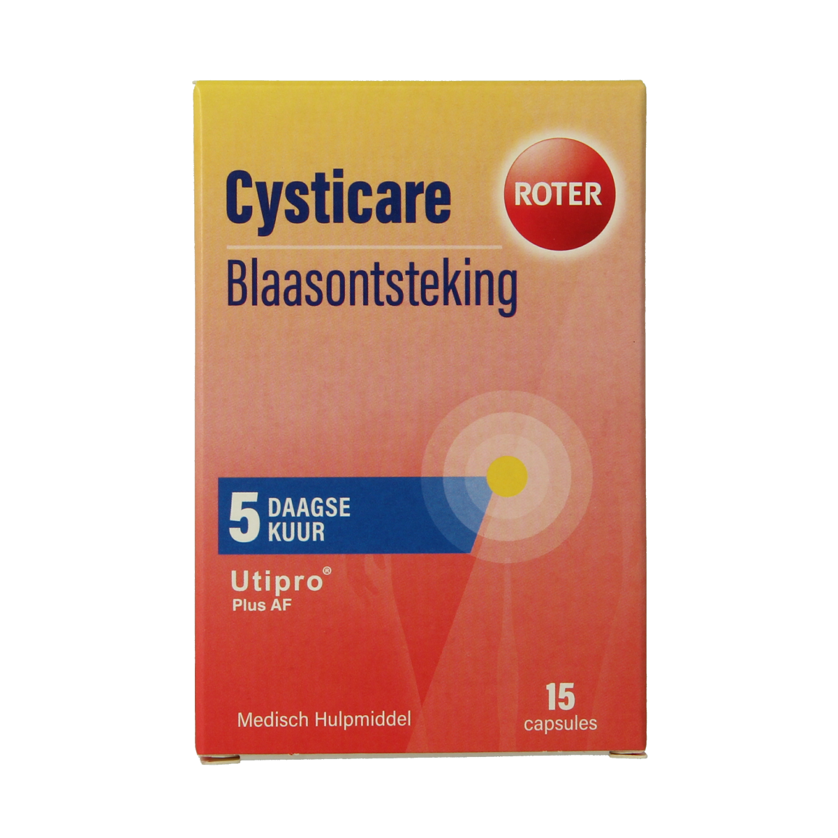 Roter Cysticare herbal supplement capsules in a bottle, natural herbal remedy for urinary health, by Roter.
