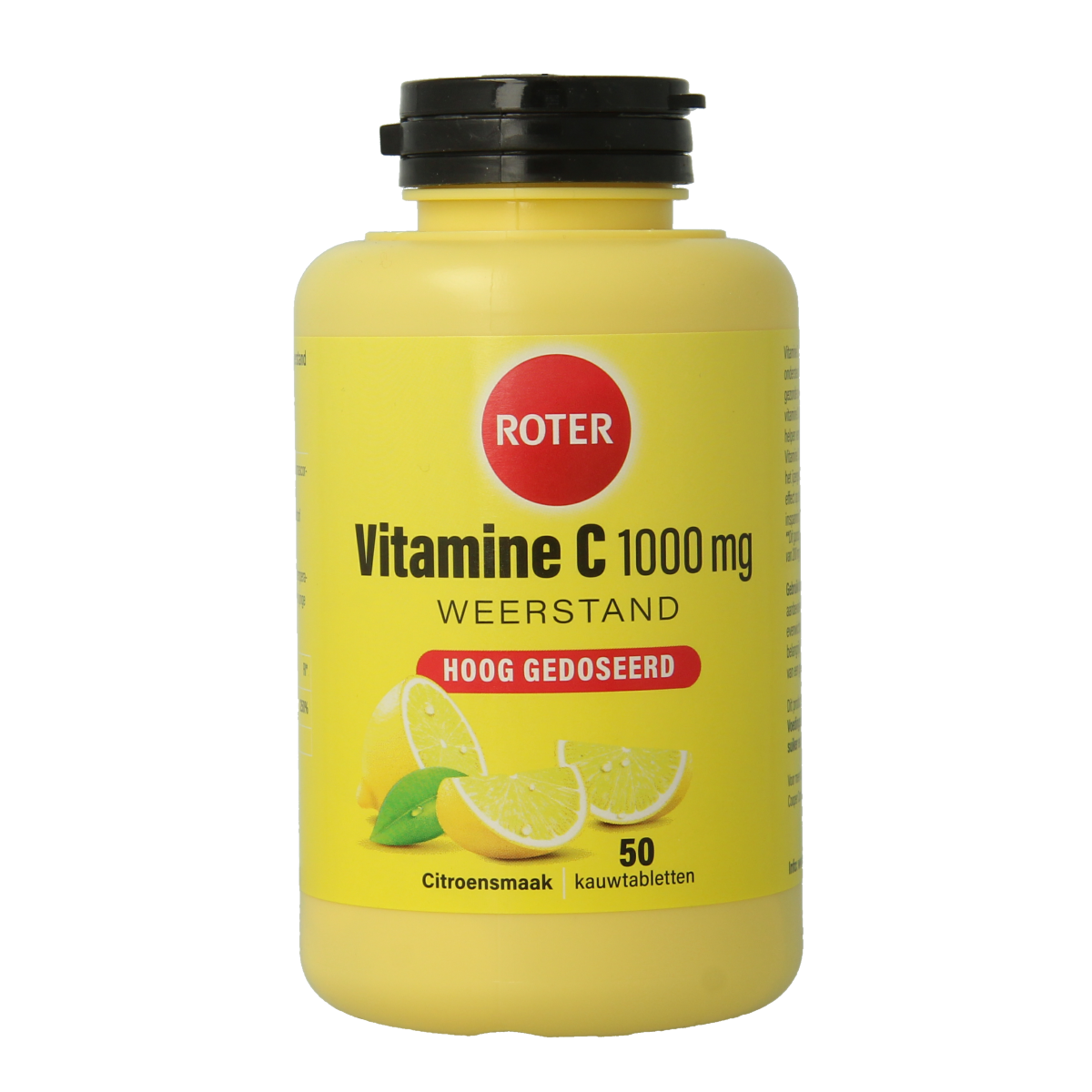 Roter Vitamine C 1000mg chewable tablets, natural vitamin supplement in a bottle, shown in the product image.