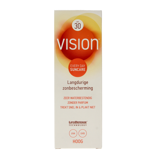 Vision High SPF30 sunscreen lotion in 180ml bottle, ideal for sun protection with broad-spectrum SPF.