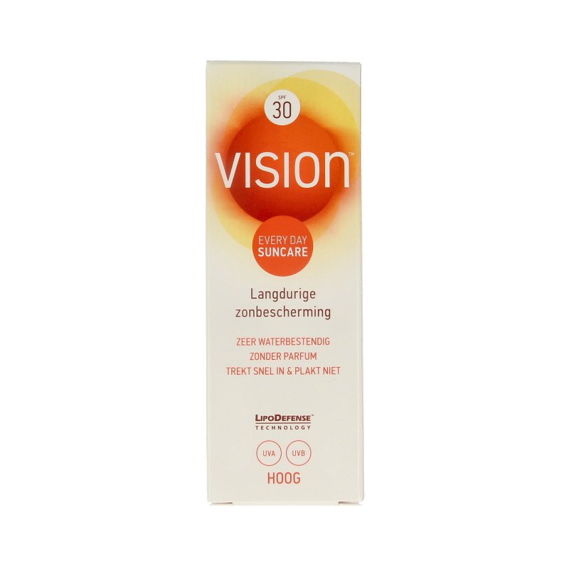 Vision High SPF30 sunscreen lotion in a 50ml tube, providing sun protection with a smooth, lightweight texture.