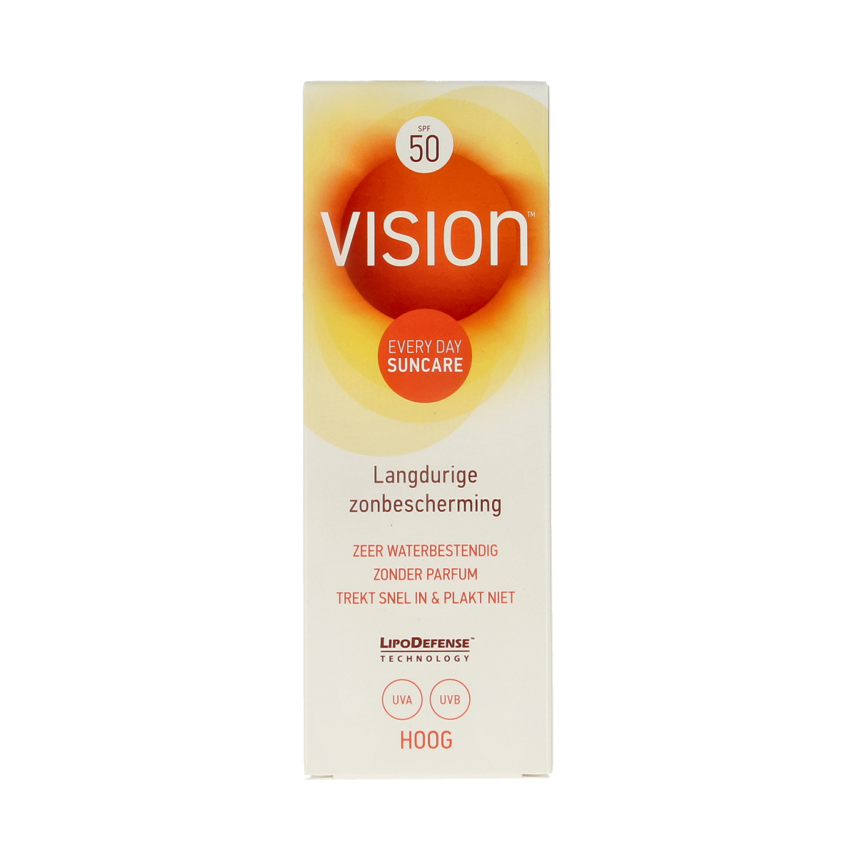 Vision High SPF50 sun lotion in a 90ml bottle, providing strong sun protection with a smooth, lightweight texture.