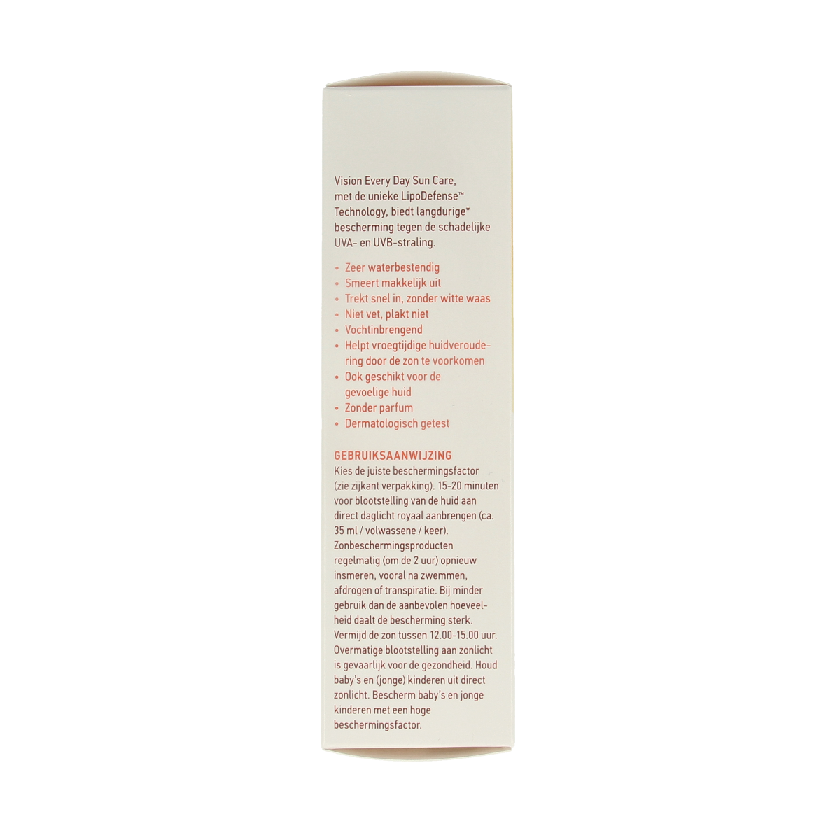 Vision High SPF50 sun lotion bottle, 90ml, with a white and blue packaging design, for sun protection and skin care.