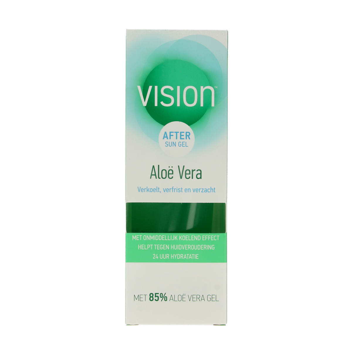Vision Aftersun aloe vera gel in a 180ml bottle, soothing sun-exposed skin with natural aloe vera.