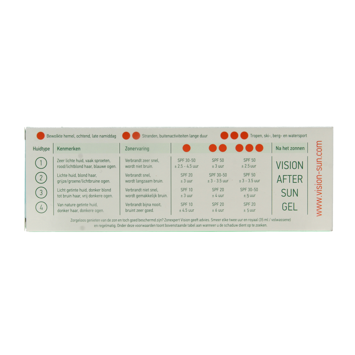 Vision Aftersun aloe vera gel in 180ml bottle, cooling and soothing sun care product with transparent gel texture.