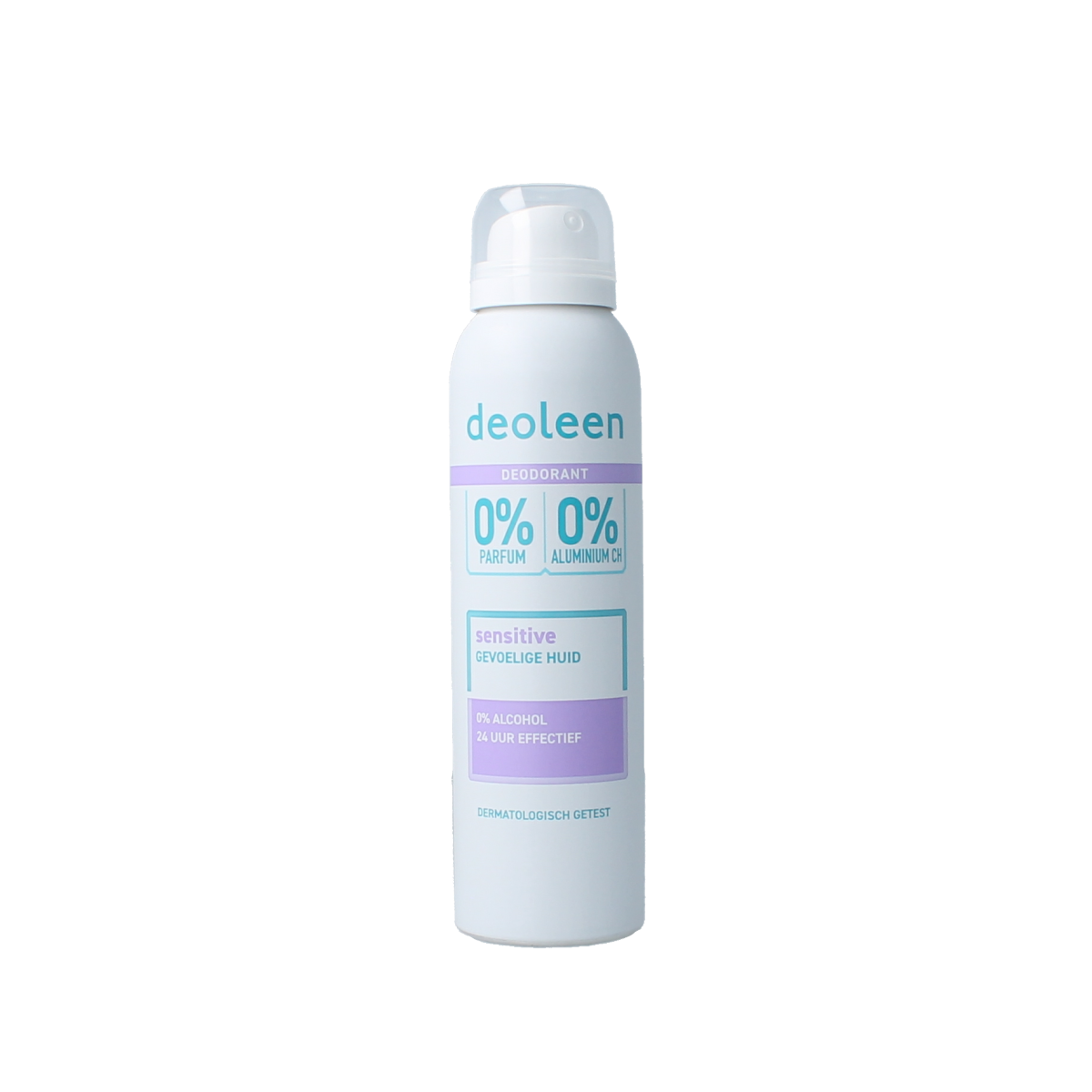Deoleen deodorant spray 0% sensitive with 150ml bottle, gentle anti-odor protection, suitable for sensitive skin.
