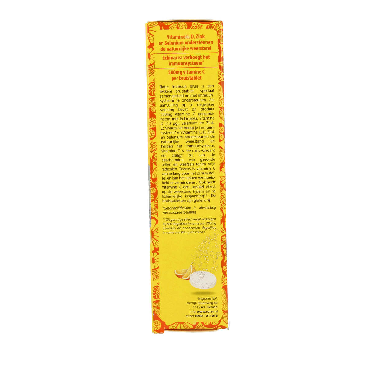 Roter immune boost effervescent vitamin tablets, 2x20 pieces, with colorful tablets dissolving in water.