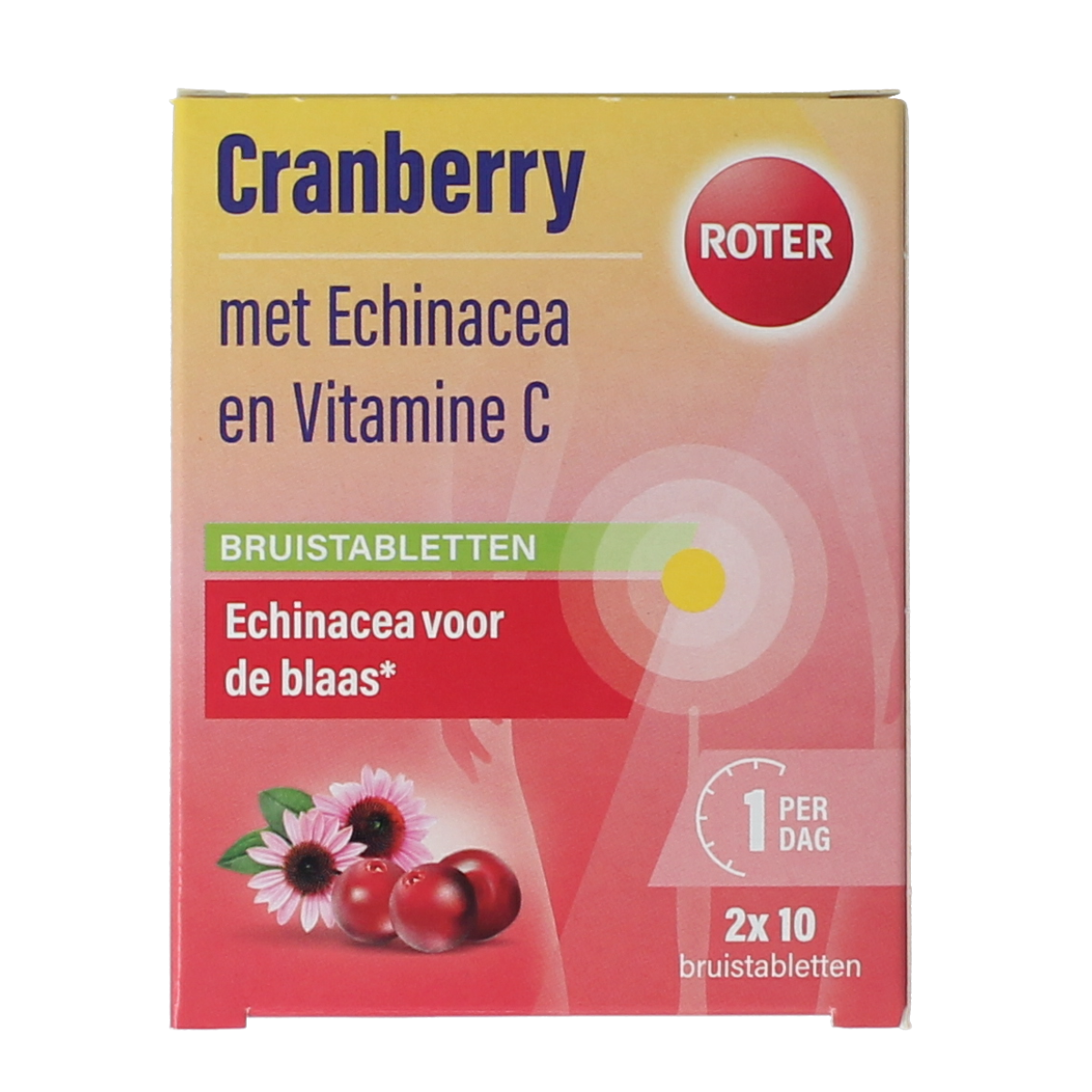 Roter Cranberry vitamine C & echinacea duopack brustabletten, herbal supplement with red packaging and tablet form.