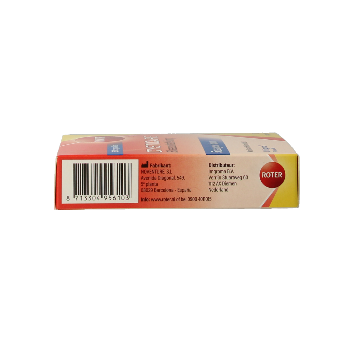 Roter Cysticare herbal supplement bottle with 30 capsules, featuring natural plant-based ingredients for urinary health.