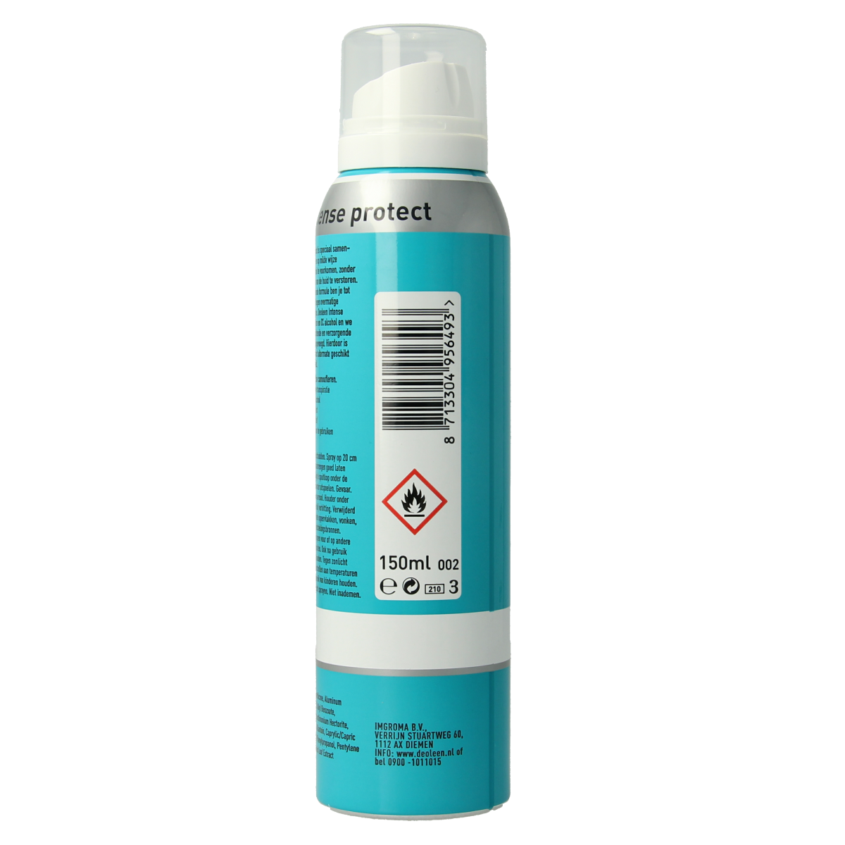 Deoleen deodorant spray intense protect 150ml bottle, fresh scent, and sleek design for effective body odor protection.