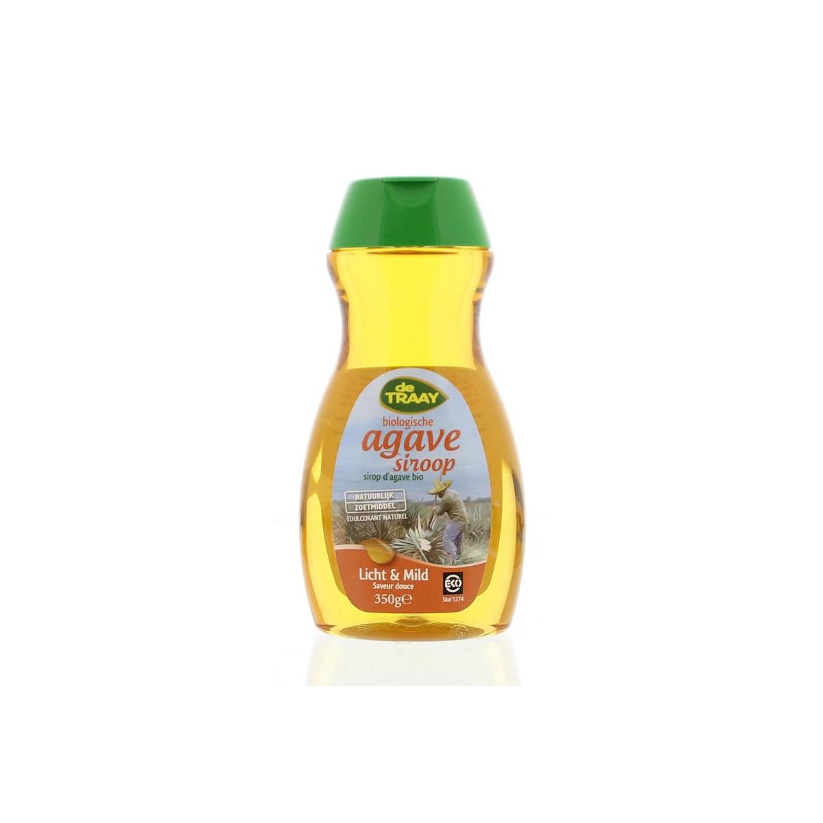 de Traay biologische agavesiroop licht en mild in een 350 gram fles, suikers en zoetstoffen, natuurlijke zoetstof voor koken en bakken