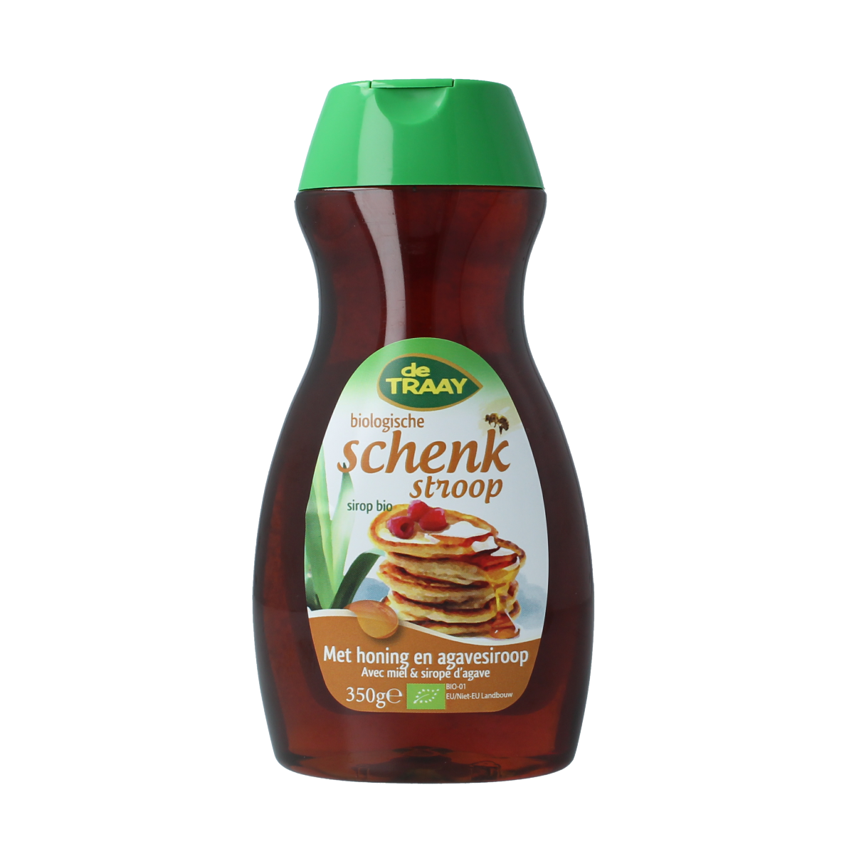 Organic de Traay Schenkstroop in a 350g jar, natural sweetener from the sugars and sweeteners category, shown in the image.