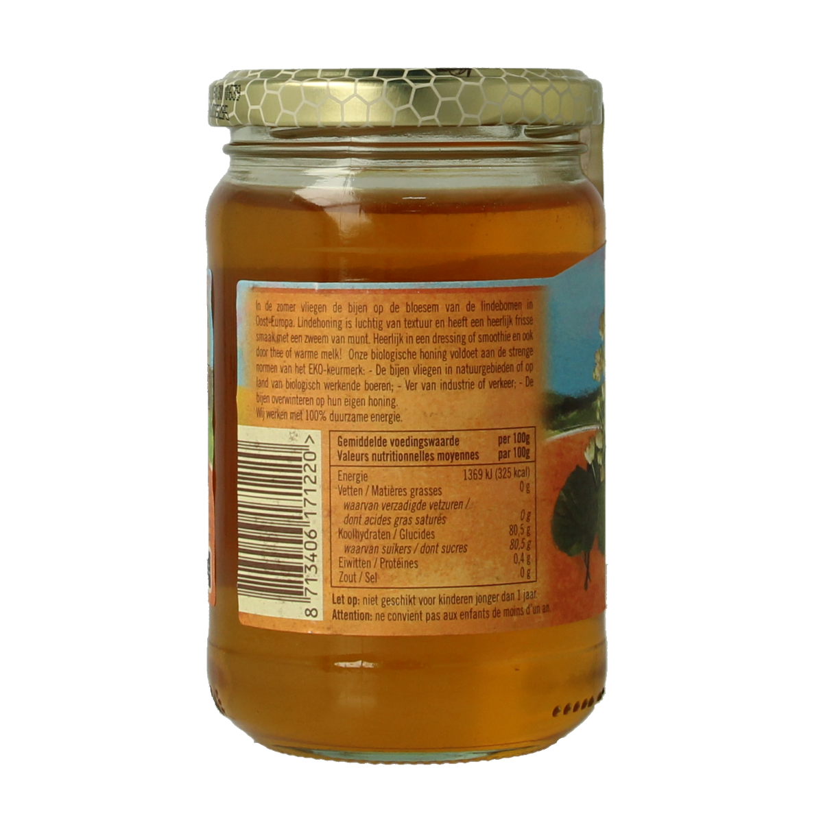 De Traay Linde honing bio snoepgoed in 350g jar, natural honey with linden flavor, from de Traay.