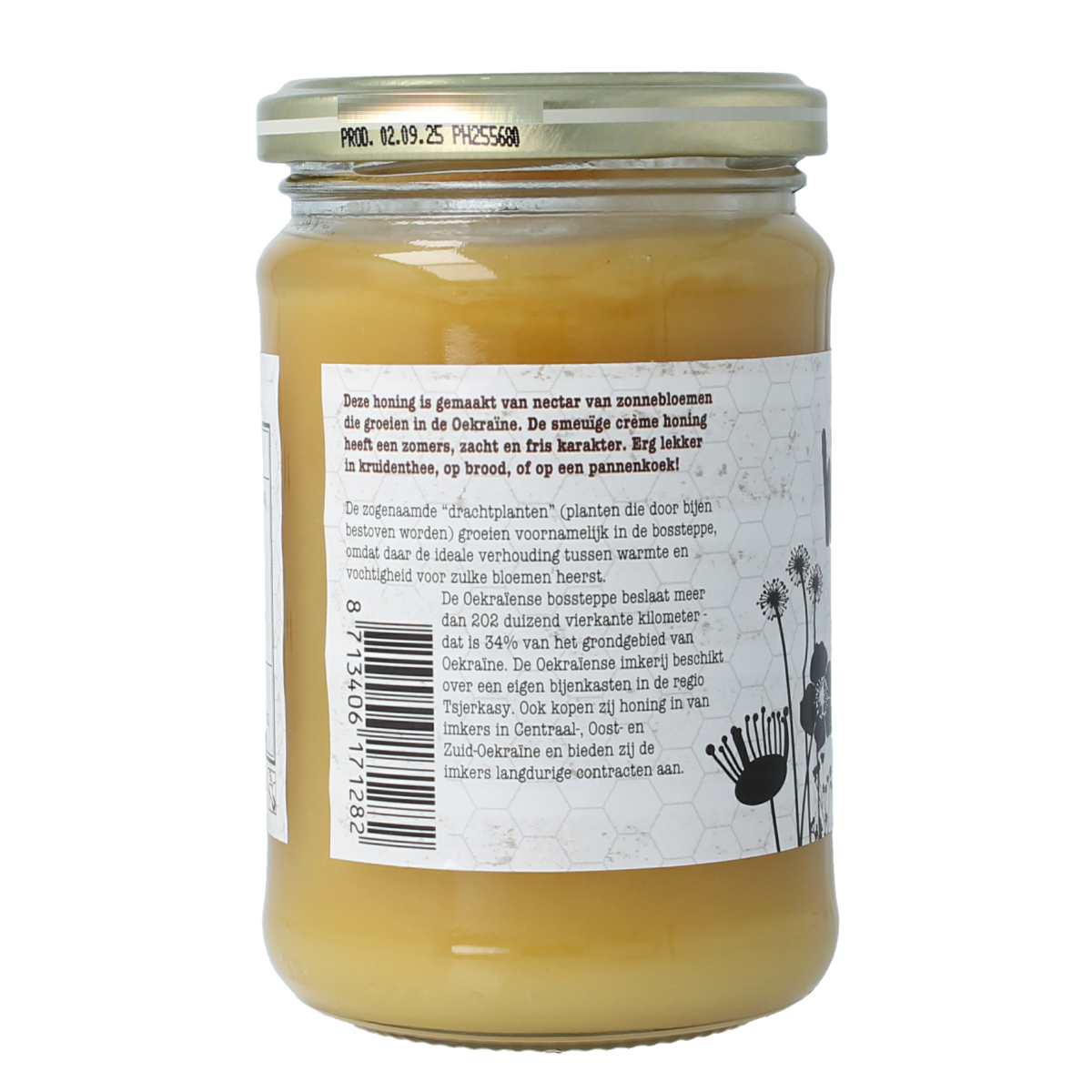 de Traay Wouters Oekraiense zonnebloemhoning in a 350g jar, golden honey with sunflower notes, natural and pure.