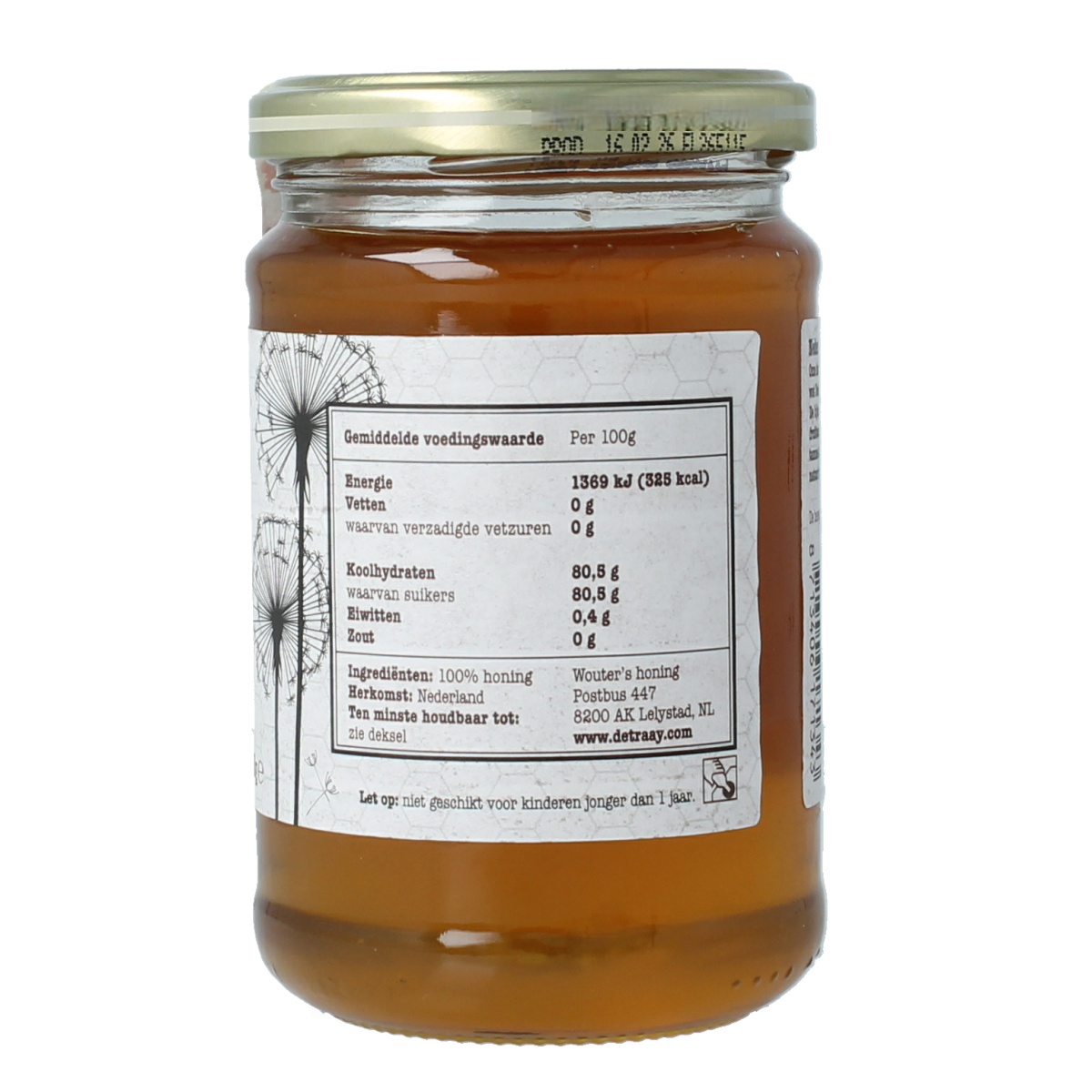 de Traay Wouters Nederlandse zomerhoning in 350g jar, golden honey with a smooth texture and natural floral aroma