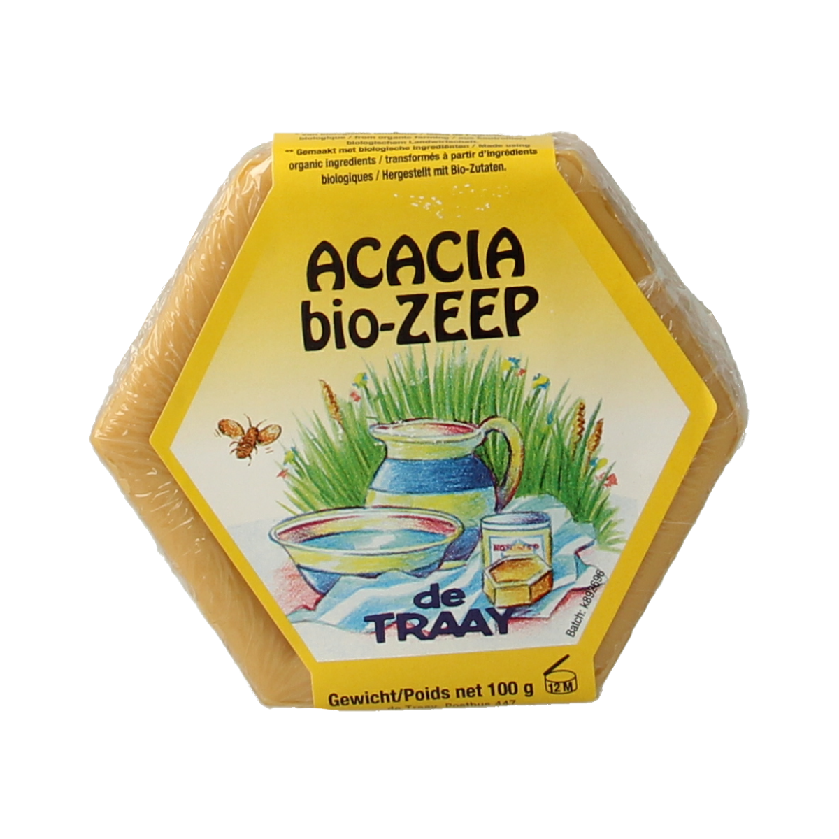 de Traay acacia and orange blossom soap bar, 100 grams, natural skincare product with floral and woody scent