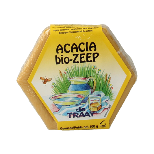 de Traay acacia and orange blossom soap bar, 100 grams, natural skincare product with floral and woody scent