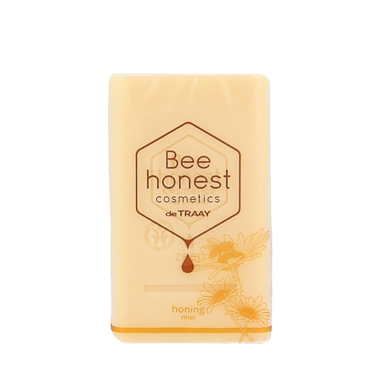 Traay Bee Honest Zeep honing 100g bar with textured surface, natural soap made for nourishing skin, displayed on a plain background.