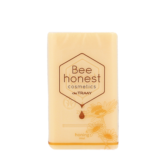Traay Bee Honest Zeep honing 100g bar with textured surface, natural soap made for nourishing skin, displayed on a plain background.