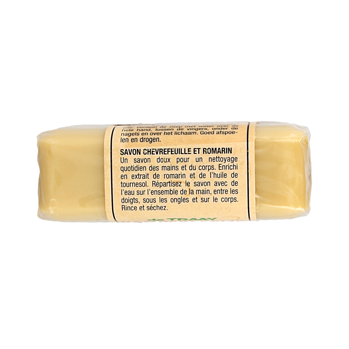 de Traay bio Zeep with kamperfoelie and karite, 250g, featuring natural ingredients and a smooth soap texture.