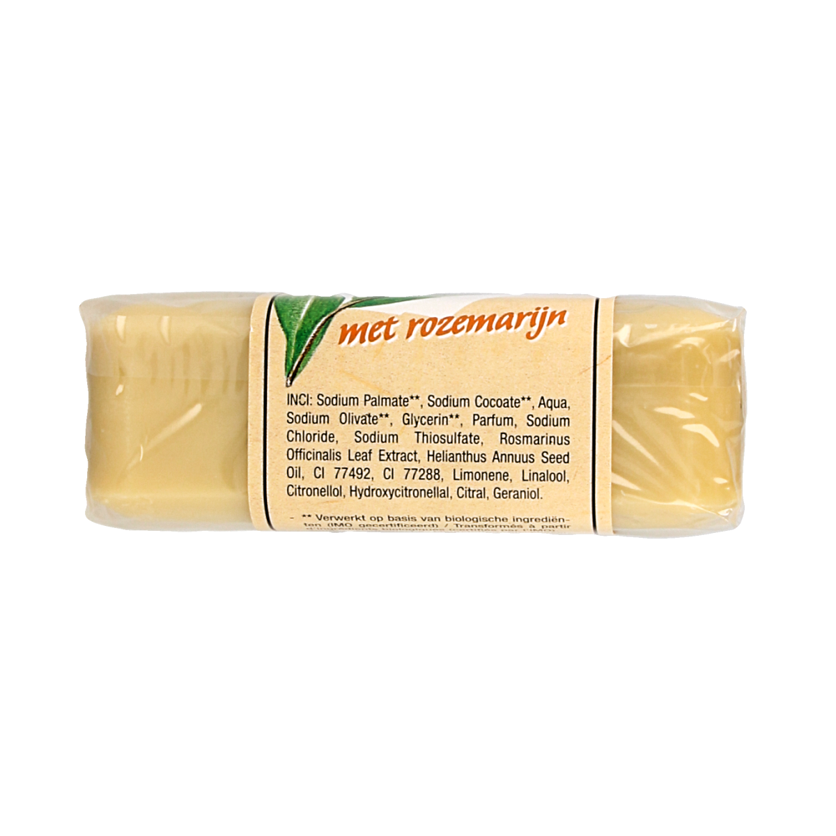 de Traay organic Zeep with kamperfoelie and karite butter, 250g bar showing textured soap surface and natural ingredients.