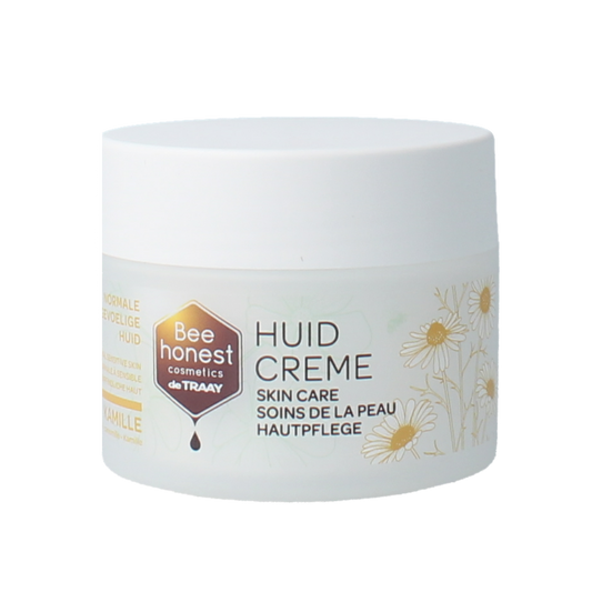 Traay Bee Honest kamille huidcrème in 100ml jar, lichaamsverzorging with calming chamomile for skin hydration and soothing care.