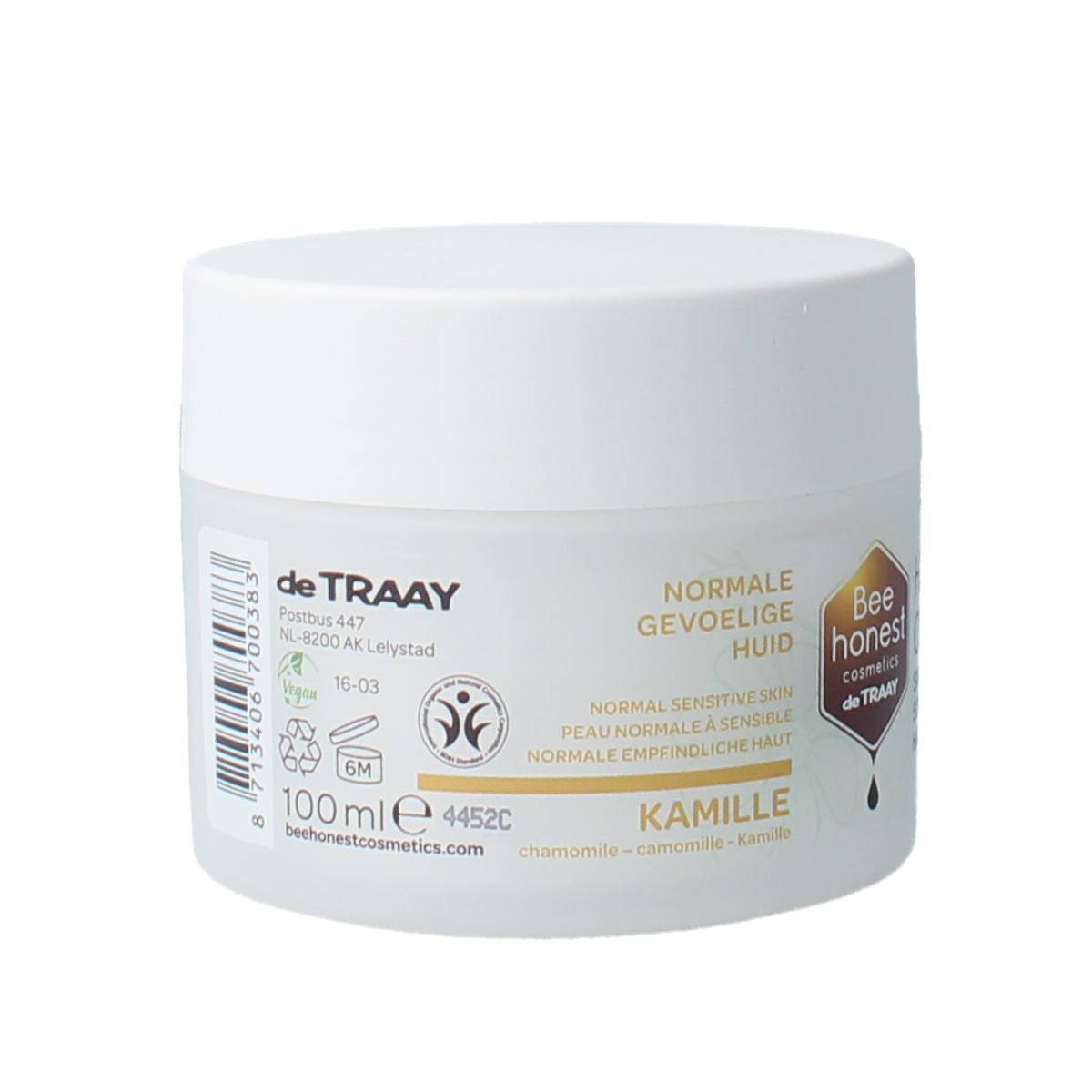 Traay Bee Honest kamille lichaamsverzorgingshuidcreme in 100ml tube, soothing natural skincare for the body