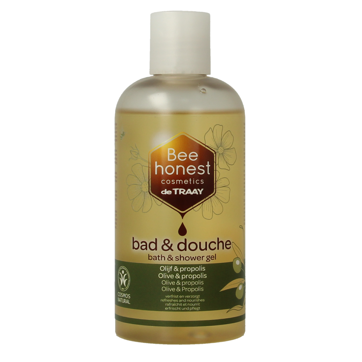 Traay Bee Honest olive-based douche with propolis in a 250ml bottle, designed for feminine hygiene and freshness.
